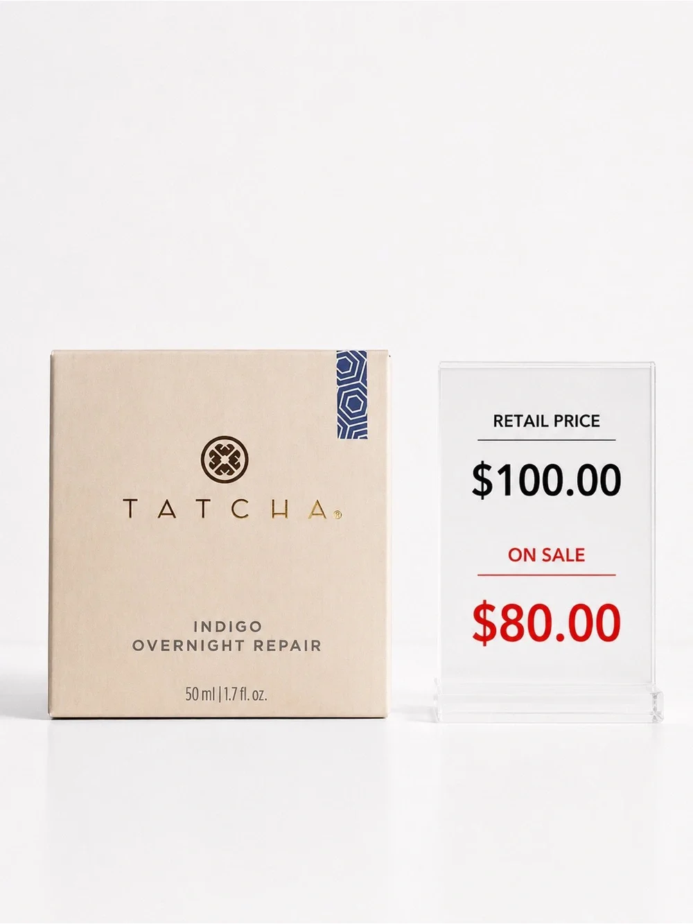 Tatcha Indigo Overnight Repair - Beige Box with Blue Accent